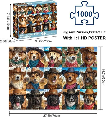 crowm Jigsaw Puzzle for Adults - 1000 Unique Piece, Family & Friends Game Funny Dog, Pet Puzzles Perfect for Game Nights Challenging Gift Animal Puzzle Home Decor in Saudi Arabia