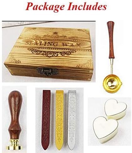 Butterfly Wax Seal Stamp Wooden Book Gift Box Melting Spoon Sealing Wax Sticks Set Embellishment Wedding Invitation Christmas Card Snail Mail Gift Wrap Wine Package Sealing Wax Seal Stamp in Kuwait