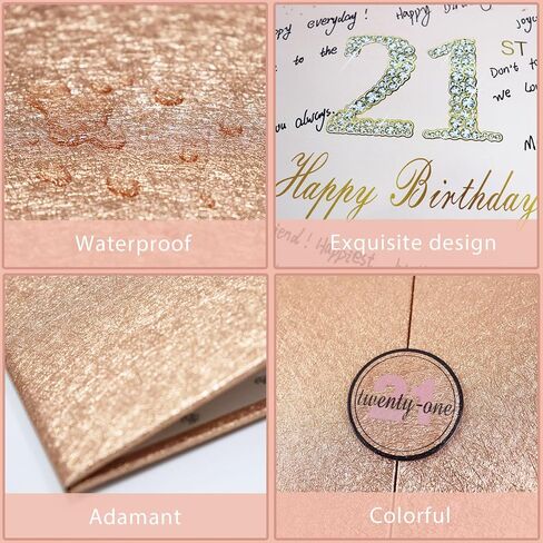 زينة عيد الميلاد الحادي والعشرين من Crenics باللون الذهبي الوردي، بديل كتاب تسجيل الدخول لضيف عيد الميلاد الحادي والعشرين الإبداعي، كتاب توقيع كبير لعيد الميلاد الحادي والعشرين مقاس 30.48 سم × 45.72 سم، هدايا رائعة لعيد الميلاد بعمر 21 عامًا لها أو للنساء in Kuwait