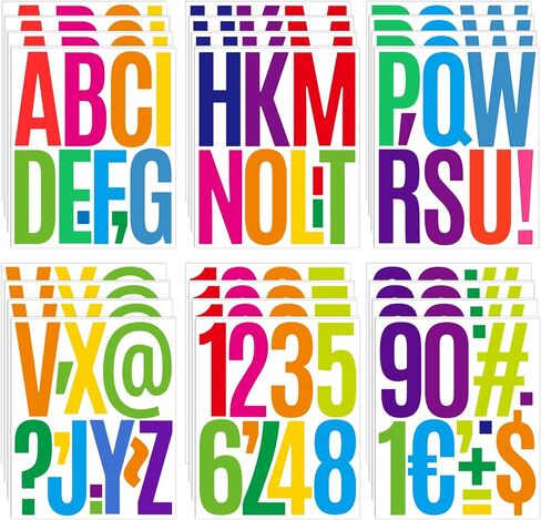 420 جهاز كمبيوتر شخصى 5 بوصة كبيرة رسائل لوحة الإعلانات للفصل الدراسي، 42 ورقة ملصقات الحروف كبيرة الخط الأبجدية عدد الفينيل ملصقات ذاتية اللصق لعرض لوحة الملصق السبورة ديكور المدرسة الملونة in Kuwait