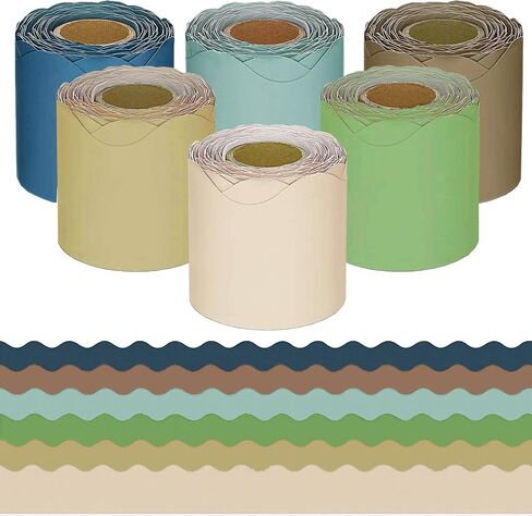6 Rolls Bulletin Board Borders, BetterJonny 196.8ft Scalloped Classroom Borders Trim Colorful Bulletin Boarder Decorations for School Bulletin Board White Board Cork Board Decor in Saudi Arabia
