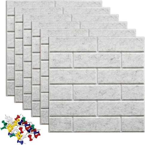 لوحات إشعارات لوحة دبوس كبيرة للجدار مع 30 دبابيس دفع، 6 عبوات 11.8 × 11.8 بوصة بلاط لوح اللباد للمطبخ المنزلي والمكتب، لوحة إعلانات بلاط حائط عازل للصوت لمذكرات الصور in Saudi Arabia