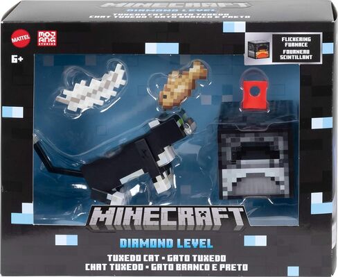 Mattel Minecraft Diamond Level Action Figure, Tuxedo Cat with 4 Accessories, 5.5-inch Collector Scale & Pixelated Design in Saudi Arabia