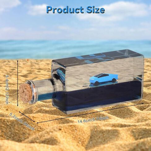 Unsinkable Cyber Pickup Truck Car Toy Model Desk Acrylic Paperweight Liquid Wave Decorations for Car Cruise Ship Toy in a Bottle Box Toys (Gold-S) in Kuwait