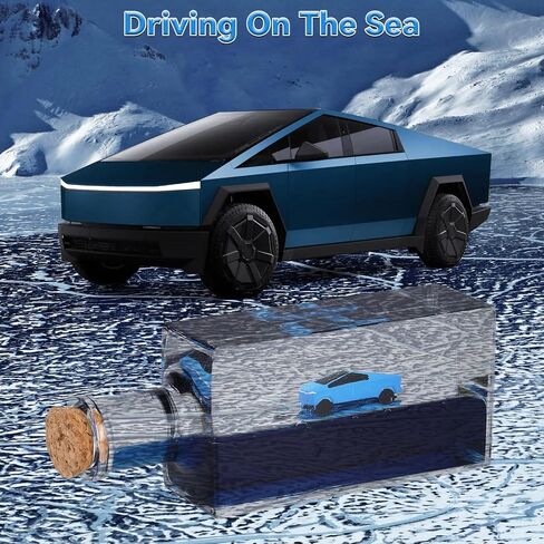 Unsinkable Cyber Pickup Truck Car Toy Model Desk Acrylic Paperweight Liquid Wave Decorations for Car Cruise Ship Toy in a Bottle Box Toys (Gold-S) in Kuwait