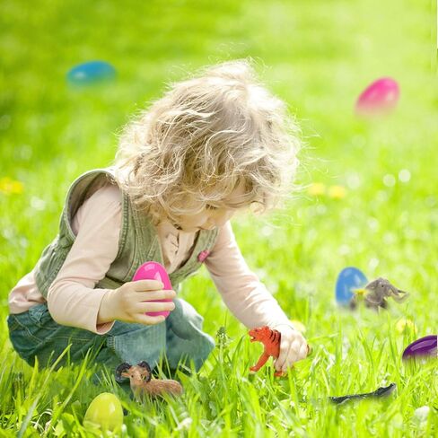 24 قطعة من بيض عيد الفصح المملوء بالديناصورات والحيوانات، وسلة عيد الفصح، هدايا لحفلات عيد الفصح للأطفال in Kuwait