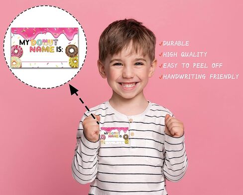 What's Your Donut Name Game - Sweet Donut Birthday Party Games for Adult - Family School Classroom Activity - 1 Standing Sign and 30 Stickers - Adult Doughnut Party Supplies Decorations(09) in Saudi Arabia