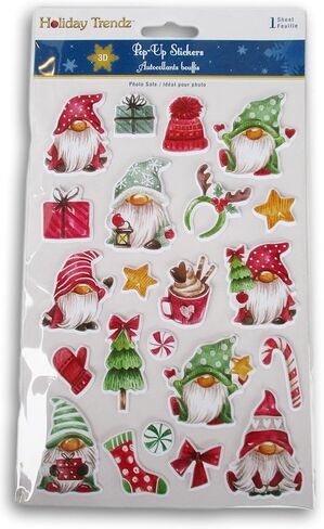 Puffy Gnomes 3D Glitter Stickers - Christmas Pop-Up Stickers for Crafts, Cardmaking, Scrapbooks – 22 Pc (Blue) in Saudi Arabia