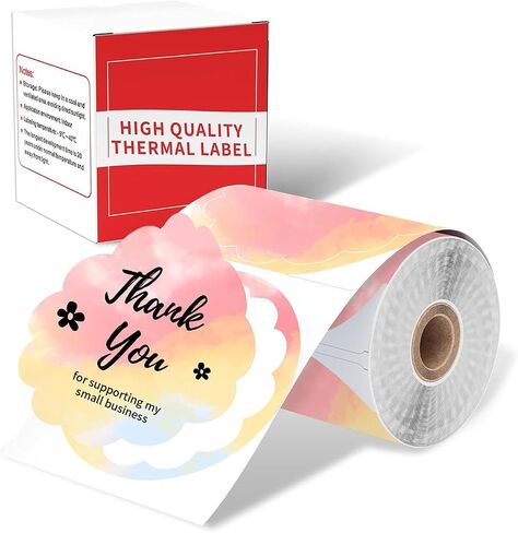 Memoking Rosy Clouds Flower Label, 1.96" Round, 140pcs, Compatible with Phomemo Printer M110 M220 M200 M120 M221 Labels for DIY Logo Design, Thanks in Saudi Arabia