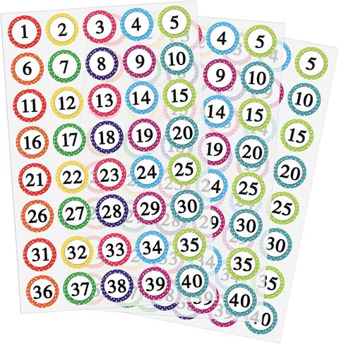 600 قطعة من الملصقات رقم 1-40 ملصقات منقطة مع أرقام ملصقات أرقام ذاتية اللصق، ملصقات أرقام متتالية، ملصقات أرقام ملونة، علامات أرقام لصناديق المكاتب والفصول الداخلية in Kuwait