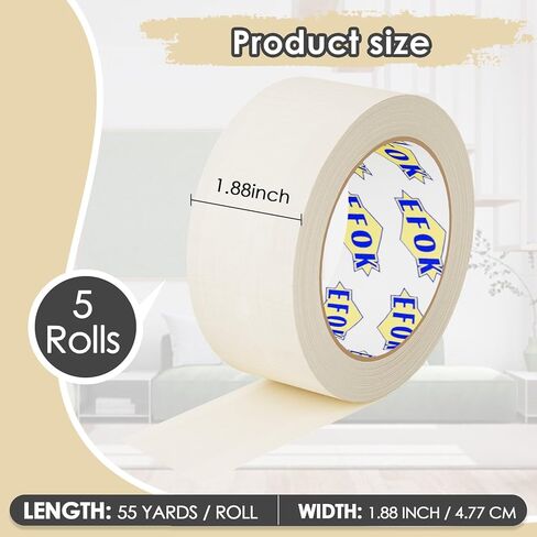 10 Rolls Masking Tape 2 Inch Wide Bulk, General Purpose White Masking Tapes for Drafting, Packing, Labeling, 1.88 Inch × 55 Yards Total 550 Yards in Saudi Arabia