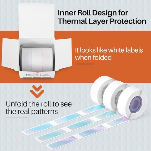 ملصقات D30 - ملصقات حرارية ذات ألوان متدرجة على شكل حورية البحر، ملصقات ذاتية اللصق للأعمال المنزلية والمكاتب، متوافقة مع صانع الملصقات Memoking/Phomemo D30، 12x40 مم/0.47x1.57 بوصة، 3 بكرات in Kuwait