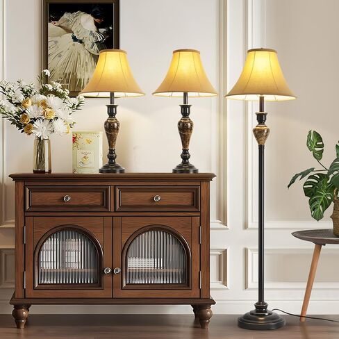 2 Pack Vintage Style Table Lamp, Buffet Table Lamp,Traditional Bedside Lamps, Tall Table Lamp Set of Two for Living Room, Bedroom in Saudi Arabia