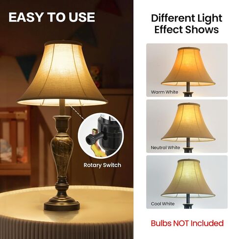 2 Pack Vintage Style Table Lamp, Buffet Table Lamp,Traditional Bedside Lamps, Tall Table Lamp Set of Two for Living Room, Bedroom in Saudi Arabia