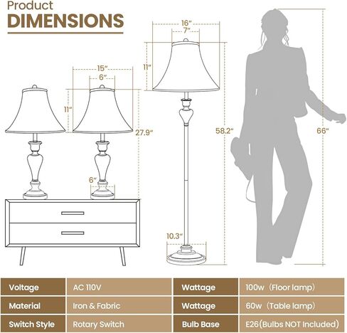 2 Pack Vintage Style Table Lamp, Buffet Table Lamp,Traditional Bedside Lamps, Tall Table Lamp Set of Two for Living Room, Bedroom in Saudi Arabia