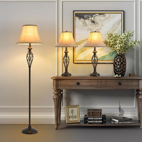 2 Pack Vintage Style Table Lamp, Buffet Table Lamp,Traditional Bedside Lamps, Tall Table Lamp Set of Two for Living Room, Bedroom in Saudi Arabia