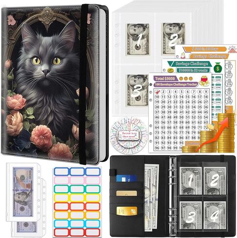 Money Saving Binder, 100 Envelopes Money Saving Challenge, Cash Envelopes Budget Binder & 3 Budgeting Planner Trackers, PU Leathers A5 Money Saving Planner Book，Inspirational Girls Anime in Kuwait