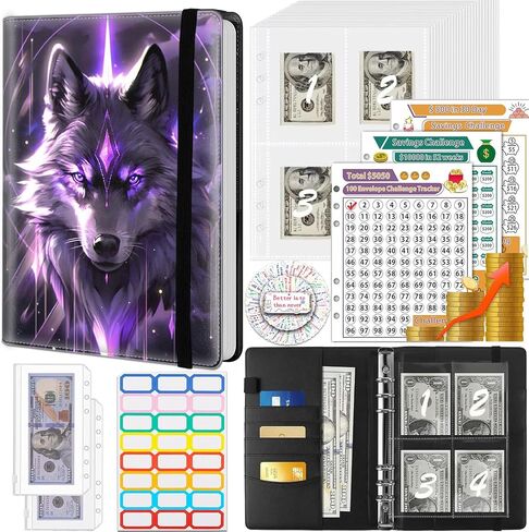 Money Saving Binder, 100 Envelopes Money Saving Challenge, Cash Envelopes Budget Binder & 3 Budgeting Planner Trackers, PU Leathers A5 Money Saving Planner Book，Inspirational Girls Anime in Kuwait