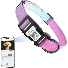 Reflective Dog Collars for Medium Dogs Soft Nylon Blue-Rosered Gradient Sized M