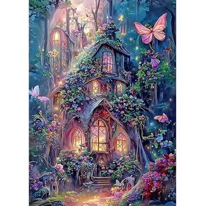 QENSPE Diamond Painting Kits for Adults,Dream House Full Drill Diamond Art Diamond Dots Paintings for Beginners,Round 5D DIY Arts and Crafts for Home Wall Decor 12x16inch