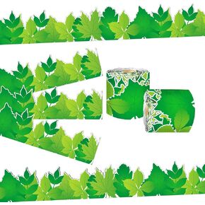 67.9 Ft Rolled Edge, Green Leaf Rolled Edge Bulletin Board Border Decoration, Green Leaf Stickers Chalkboard Flower Bulletin Board Border Decoration in Kuwait