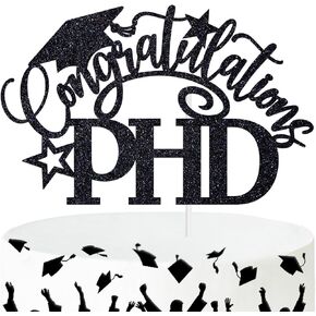 زينة كعكة تهانينا PHD، تهنئة التخرج/ديكور الكيك الذي تم إنجازه من PHinally، فئة 2024 فلسفة لوازم تزيين حفلات التخرج الرئيسية، لامع أسود