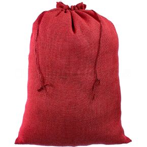 CleverDelights 18" x 24" Red Burlap Bag with Drawstring