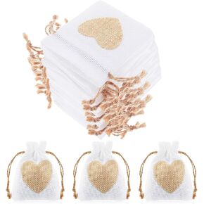أكياس الخيش الصغيرة من Teaaha Valentine's Heart، 10 قطع أكياس خيش صغيرة مقاس 3.9 × 3 بوصة مع حقيبة هدايا من الخيش برباط للمجوهرات، والمكياج، وعيد الحب، وحفلات استقبال المولود الجديد، والحفلات، وحفلات الزفاف، وأعياد الميلاد