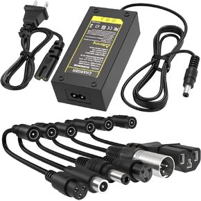 42V 2A Charger with 7 Plugs Universal for 36V Li-ion Battery, Electric Scooter Charger Replacement for Razor/Jetson/Voyage/gotrax/ninebot and Most 36V 10S Lithium Battery Device