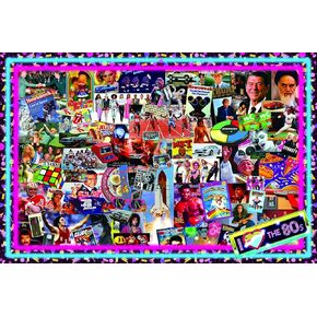 The Crazy 80's! Retro Puzzle for Adults and Kids | 1000 Piece Jigsaw Puzzle Toy | Interactive Brain Teaser for Family Game Night | 28 x 20 Inches