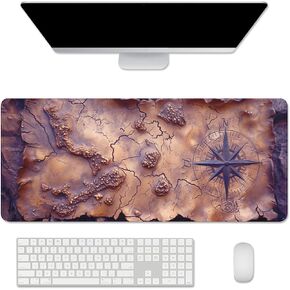 Cool Treasure Map Mouse Pad Desk Mat,Large Gaming Mouse Pads Desk Pad,Long Mouse Pad Stitched Edges Mouse Mat Non-Slip Mousepad Rubber Base deskpad for Office Work Gaming