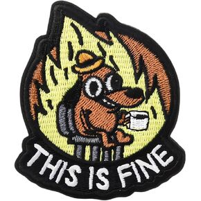 This is Fine Dog Morale Tactical Patch, 1 Pcs Funny Meme Embroidered Patches, Military Patch with Hook Fastener Backing, Cute Applique Accessories for Backpacks, Vests, Jackets, Jeans, Hats