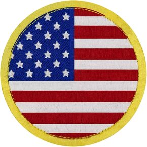 EmbTao US Circle American USA Round National Flag Patch Embroidered Badge Biker Applique Fastener Hook and Loop Emblem
