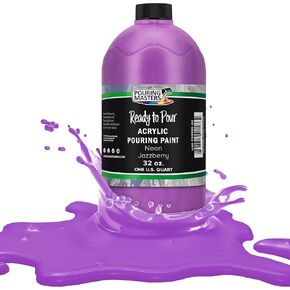 Pouring Masters Neon Jazzberry Acrylic Ready to Pour Pouring Paint - Premium 32-Ounce Pre-Mixed Water-Based - for Canvas, Wood, Paper, Crafts, Tile, Rocks and More
