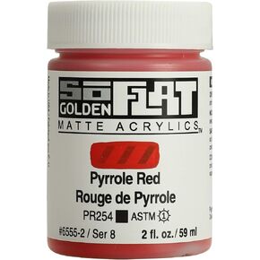 SoFlat Matte Acrylics by GOLDEN, Pyrrole Red, 2 fl. oz. Jar, Professional Acrylic Paint, Opaque