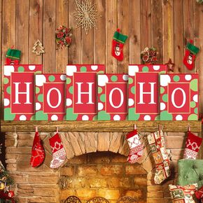 6 Pack Christmas Gift Boxes HO HO HO Large Decorative Boxes with Lids Christmas Table Centerpieces Decoration 2 Sizes Xmas Holiday Present Box Shirt Box for Birthday Party Favors Decor
