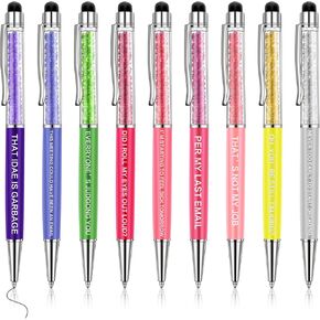 Laumoi Snarky Office Pens Funny Pens Negative Quotes Ballpoint Pens Macaron Touch Stylus Pens for Office, Black Ink (10 Pcs)