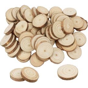 Coshar Wood Slices Round Pine Wood Slices Tree Bark Slice Ornament for DIY Crafts Wedding Centerpieces, 4-5cm Diameter, 50pcs