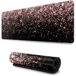 لوحة ماوس ألعاب لامعة باللون الذهبي الوردي، وسادة مكتب كبيرة سوداء غير قابلة للانزلاق مع حواف مخيطة in Kuwait