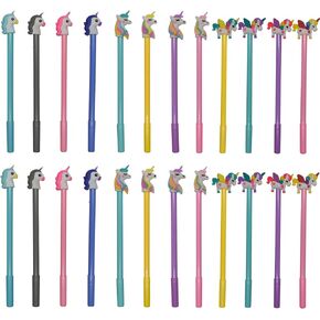 Maydahui 36 PCS Cute Unicorn Rollerball Gel Pen Cartoon Horse Pens Novelty Animal Pen 3 Style Black Ink for Office School Party