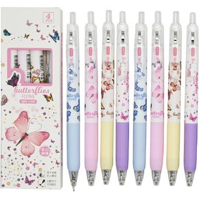 12 PCS Butterfly Pens Retractable Flower Pen Floral Pens Butterflies Print Click Pens Black Ink Pens For School Office Home Party Christmas Birthday