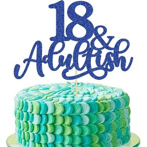 Gyufise 1Pcs 18th Birthday Cake Topper Black Glitter Happy 18th Birthday Cake Topper 18 Cake Topper and Adult-ish Decorations for 18 Birthday Decorations 18th Birthday Decorations Black