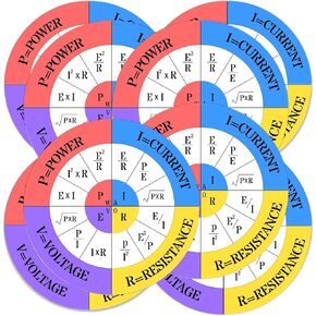 3 Inch Ohms Law Sticker Vinyl Ohms Law Wheel Diagram Electrical Electronics Engineer School Chart Stickers - Die-Cut Waterproof Vinyl Sticker for Hard Hat Laptop Water Bottle Decals 8 Pack