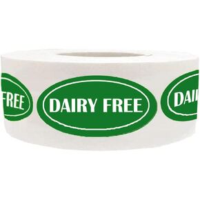 Dairy Free Food Labels Stickers, 0.75*1.25 Inch, 500 Pcs, Adhesive, Plastic, Rectangular, Waterproof, Scratch Resistant, Office, Retail, Home Organization, Medical