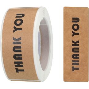MECCANIXITY 1 Roll Thank You Stickers 1x3 Inch Adhesive Rectangle Gift Seal Label for DIY, Business, 120 Count/Roll