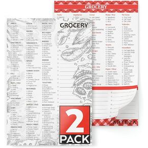 Arteza Meal Planning & Grocery List Magnetic Pads, 6x9 Inches, Pack of 2, 60 Premium 68Lb/100gsm Pages Each for Hanging on Fridge & Shopping