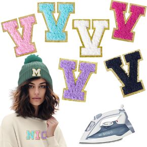 6Pcs Iron on Transfer Letter Patches,Chenille Letter Patches,2inch Preppy Varsity Letter Patches for Clothing Shirts Hats Jackets Sport Jerseys Jeans Shoes Backpacks and DIY Craft,E