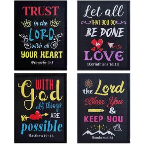 Minason 4Pcs Bible Verse Patches, Proverbs3:5| Numbers 6:24| Matthew 19:16| Corinthians 16:14 | Trust The Lord/All Things are Possible Embroidery Tactical Morale Hook & Loop Patch, SJZH004