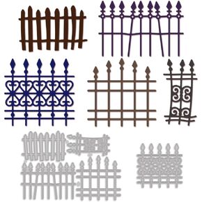 MAYJOYDIY 5pcs Metal Fence Cutting Dies Fence Carbon Steel Cutting Dies Stencils Vintage Garden Fence Cut Dies for DIY Scrapbooking, Photo Album, Decorative Embossing Paper Card