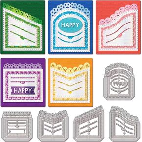GLOBLELAND Lace Pocket Cutting Dies Pocket Background Die Cuts Stitched Slots Pocket Cutting Dies for DIY Scrapbooking Card Making Journal Embossing Paper Craft Decor